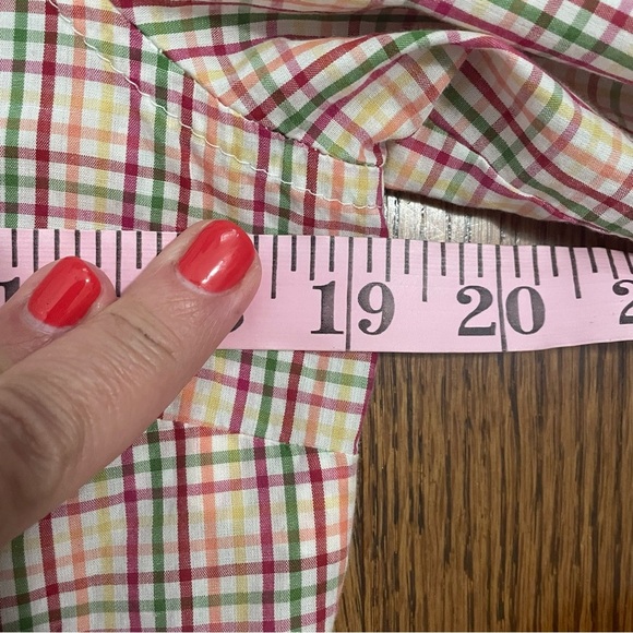 Talbots Long Sleeve Blouse Pink Orange Fall Stripes Size 10 - Picture 7 of 9